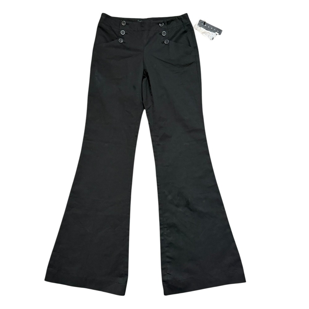 Theory Rease Radar Black Sailor Button Flare Pants 70s Style‎ Luxury Size 00 NWT
